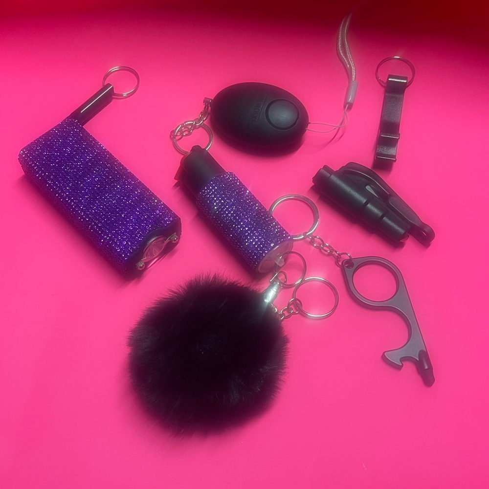 Purple and Black Women's Multi Use Keychain Accessory Set